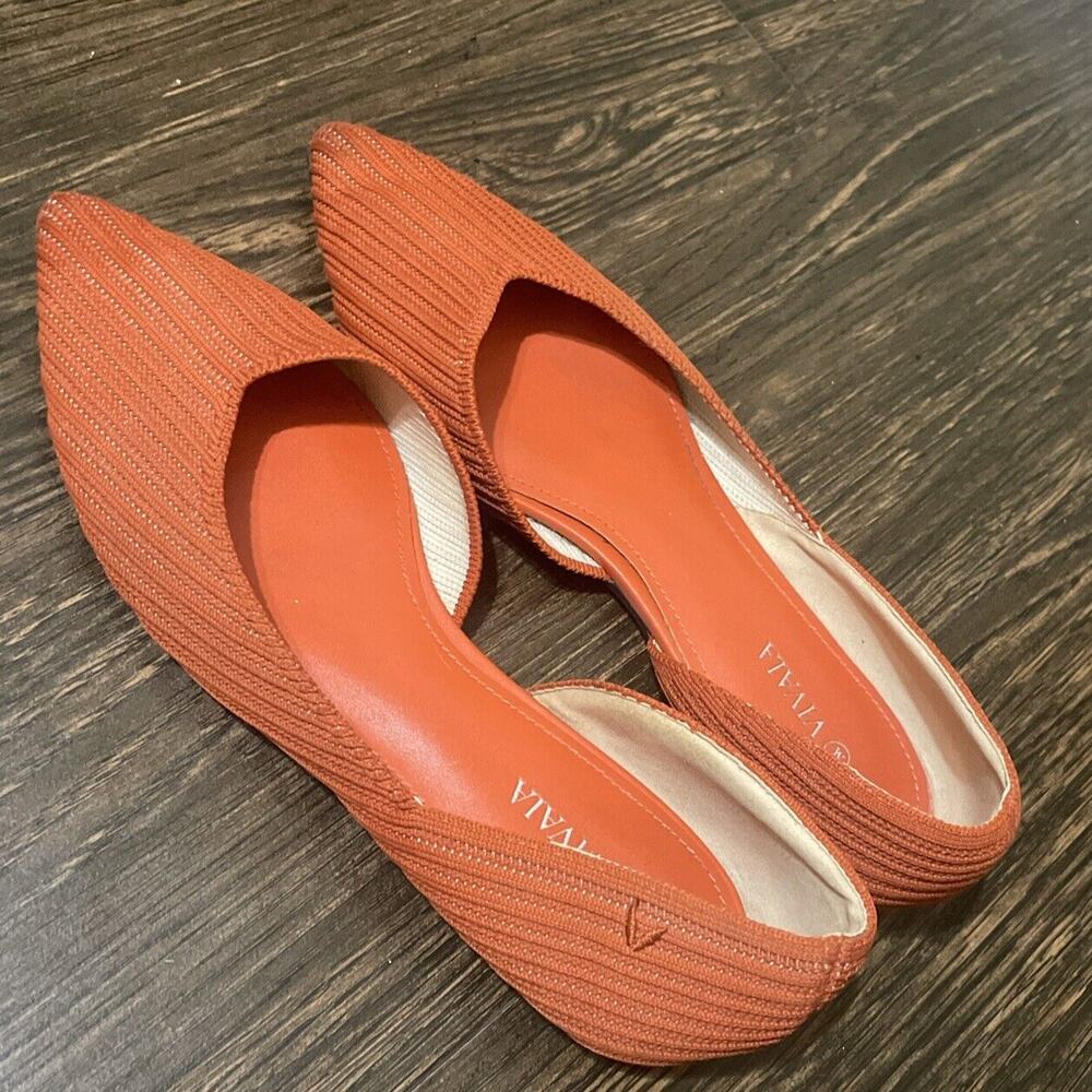 VIVAIA Women’s Pointed Toe Knit Flats — Orange